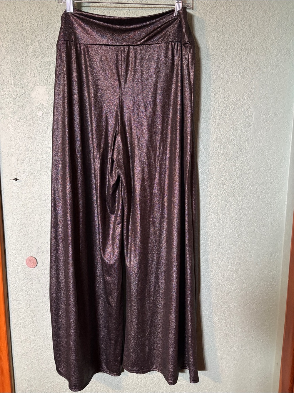 Allison Taylor Metallic Black Silver Wide Leg Pants Women’s Large NWT - Picture 5 of 5